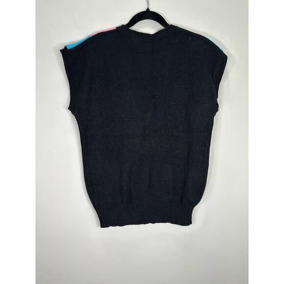 Vintage 80s Via L.A. Women’s Knit Abstract Geometric Sweater Tee size Medium - Picture 2 of 5